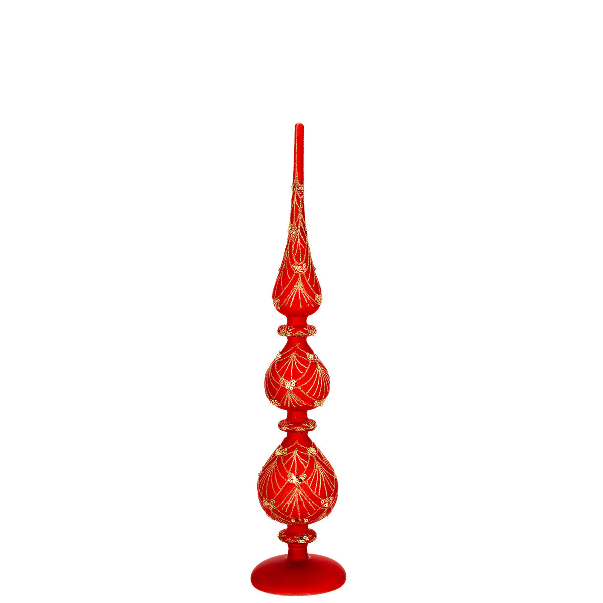 Bagutta Puntale Natalizio LED Rosso e Oro 42 cm