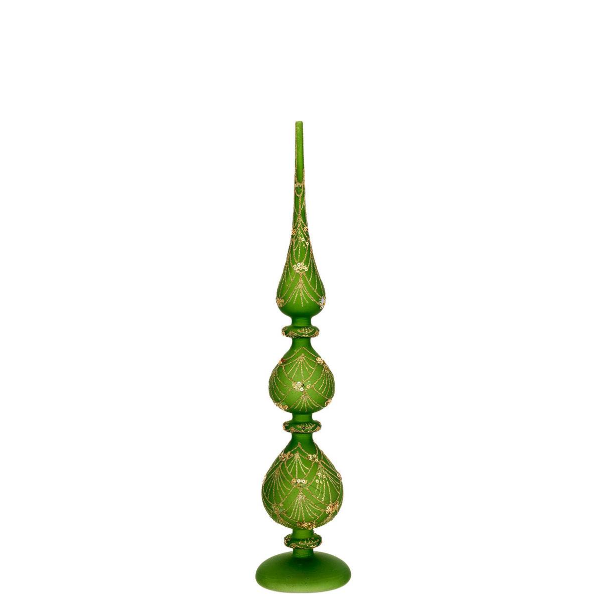 Bagutta Puntale Natalizio LED Verde e Oro 42 cm