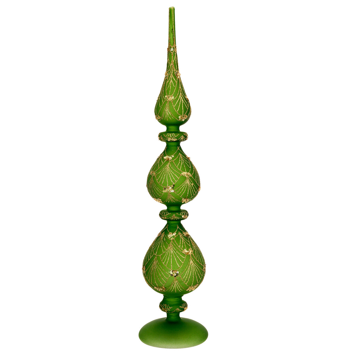 Bagutta Puntale Natalizio LED Verde e Oro 51 cm
