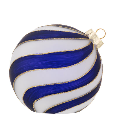 Bagutta Sfera Natalizia LED Blu e Bianca con Decoro a Spirale Ø 12 cm