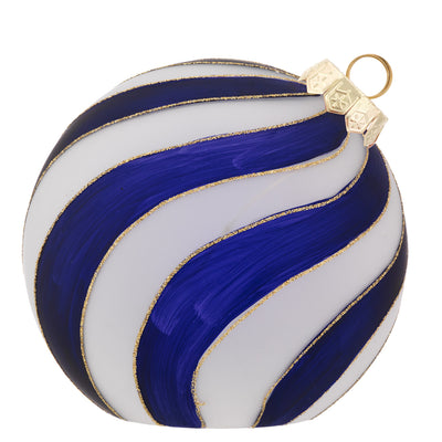 Bagutta Sfera Natalizia LED Blu e Bianca con Decoro a Spirale Ø 15 cm