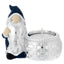 Bagutta Gnomo Natalizio Portacandela Silver Plated Blu con Tealight 8x8 cm