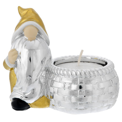 Bagutta Gnomo Natalizio Portacandela Silver Plated Oro con Tealight 8x8 cm