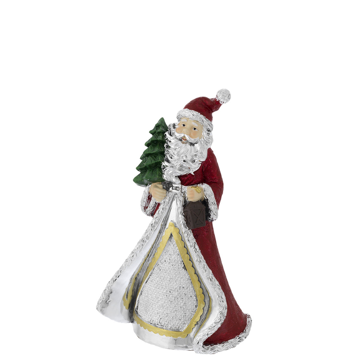 Bagutta Decorazione Babbo Natale Rosso e Argento con Albero Verde 16 cm