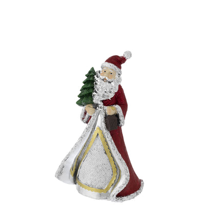 Bagutta Decorazione Babbo Natale Rosso e Argento con Albero Verde 16 cm