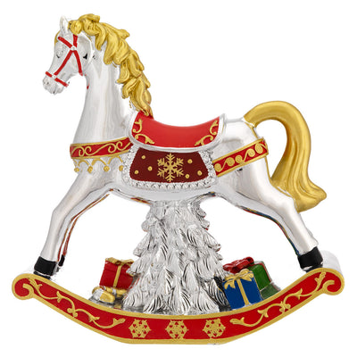 Bagutta Carillon Natalizio Cavallo a Dondolo 25x25 cm con Albero e Regali We Wish You a Merry Christmas