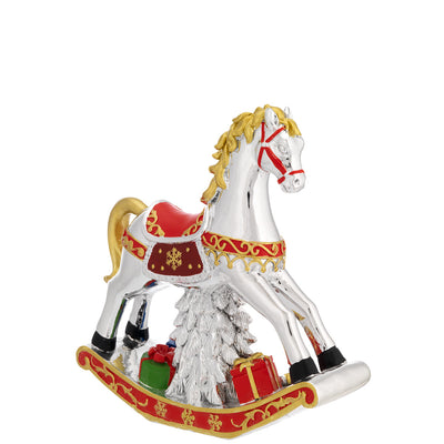 Bagutta Carillon Natalizio Cavallo a Dondolo 21x21 cm con Albero e Regali We Wish You a Merry Christmas