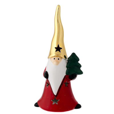 Bagutta Babbo Natale LED Rosso con Albero Verde e Cappello Oro 20 cm