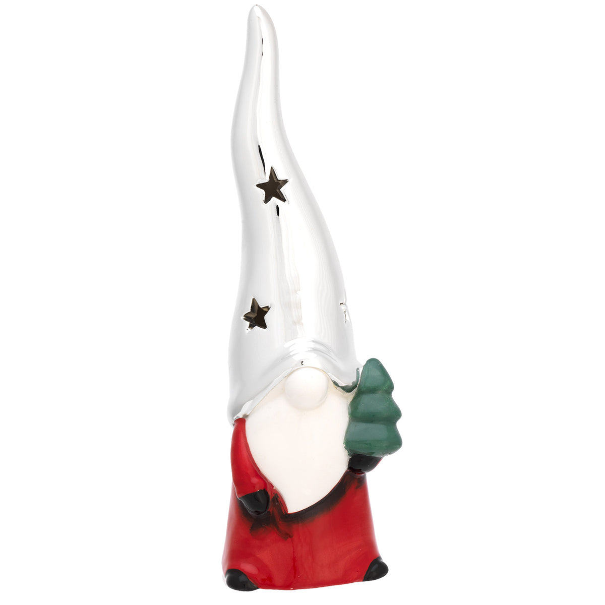 Bagutta Profumatore Babbo Natale con Albero Cappello Argento 19 cm Fragranza al Limone Inclusa