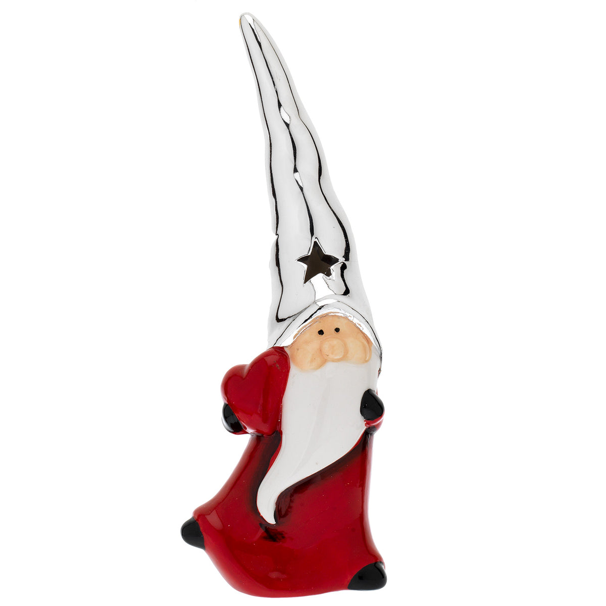 Bagutta Profumatore Babbo Natale con Cuore Cappello Argento 19 cm Fragranza al Limone Inclusa