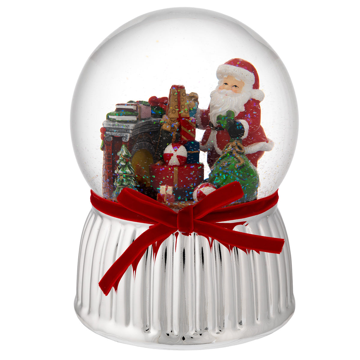 Bagutta Sfera di Neve Musicale con Babbo Natale e Regali 15x21 cm