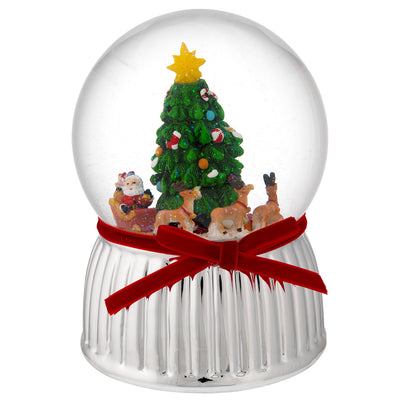 Bagutta Sfera di Neve Musicale con Albero, Babbo Natale e Animali 15x21 cm