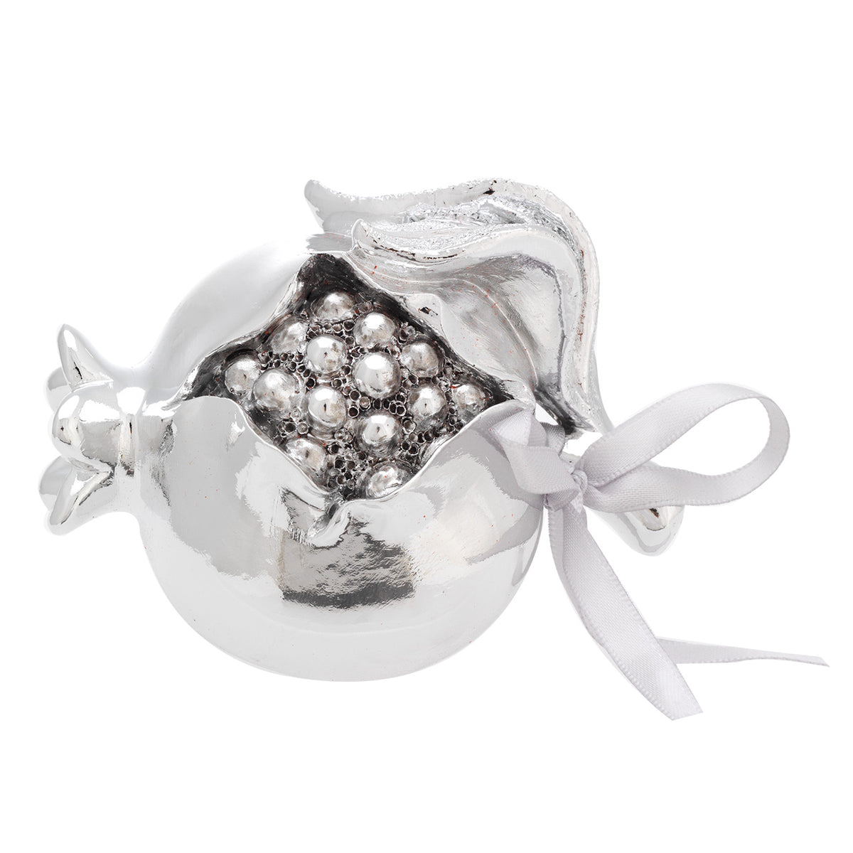 Bagutta Melograno Portafortuna Decorativo con Perle Argento 9x9 cm