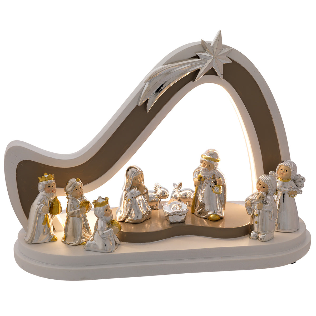 Bagutta Presepe Provenzale con Capanna LED Tortora e Bianca 10 Pezzi 12x27x21 cm