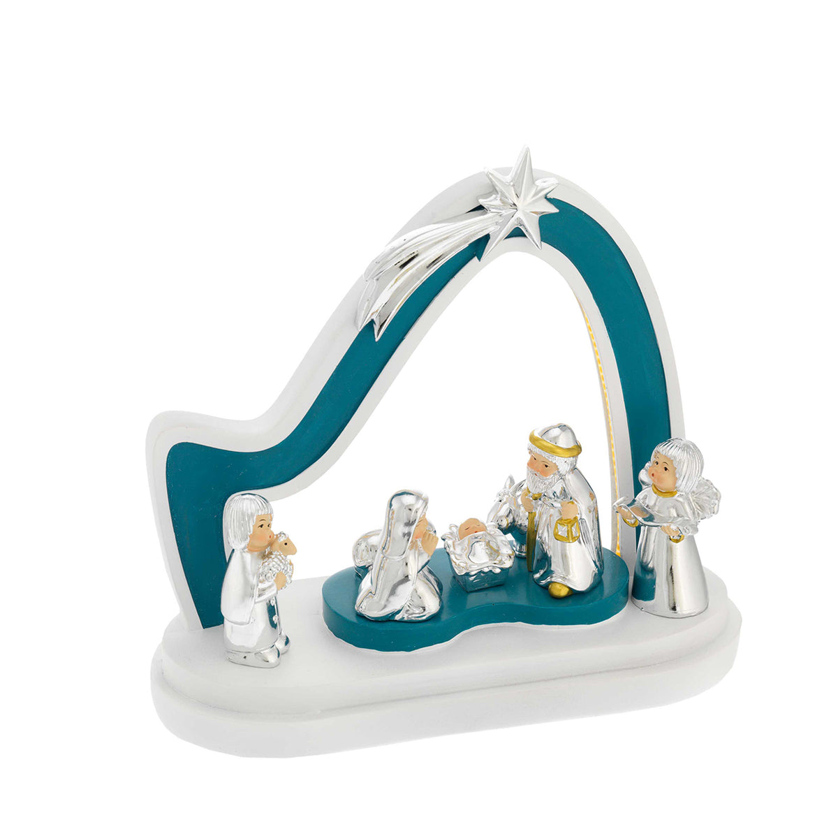 Bagutta Presepe Provenzale con Capanna LED Ottanio e Bianca 7 Pezzi 9x21x19 cm