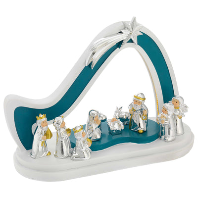 Bagutta Presepe Provenzale con Capanna LED Ottanio e Bianca 10 Pezzi 12x27x21 cm