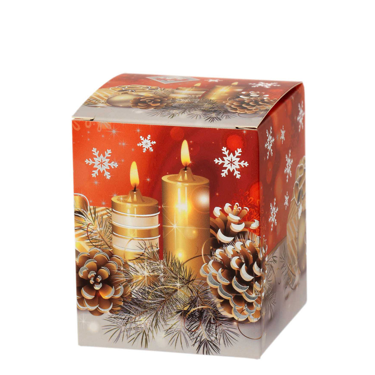 Bagutta Candela Profumata Vaniglia Bianca con Candele e Pigne 70 g 5,5x7 cm