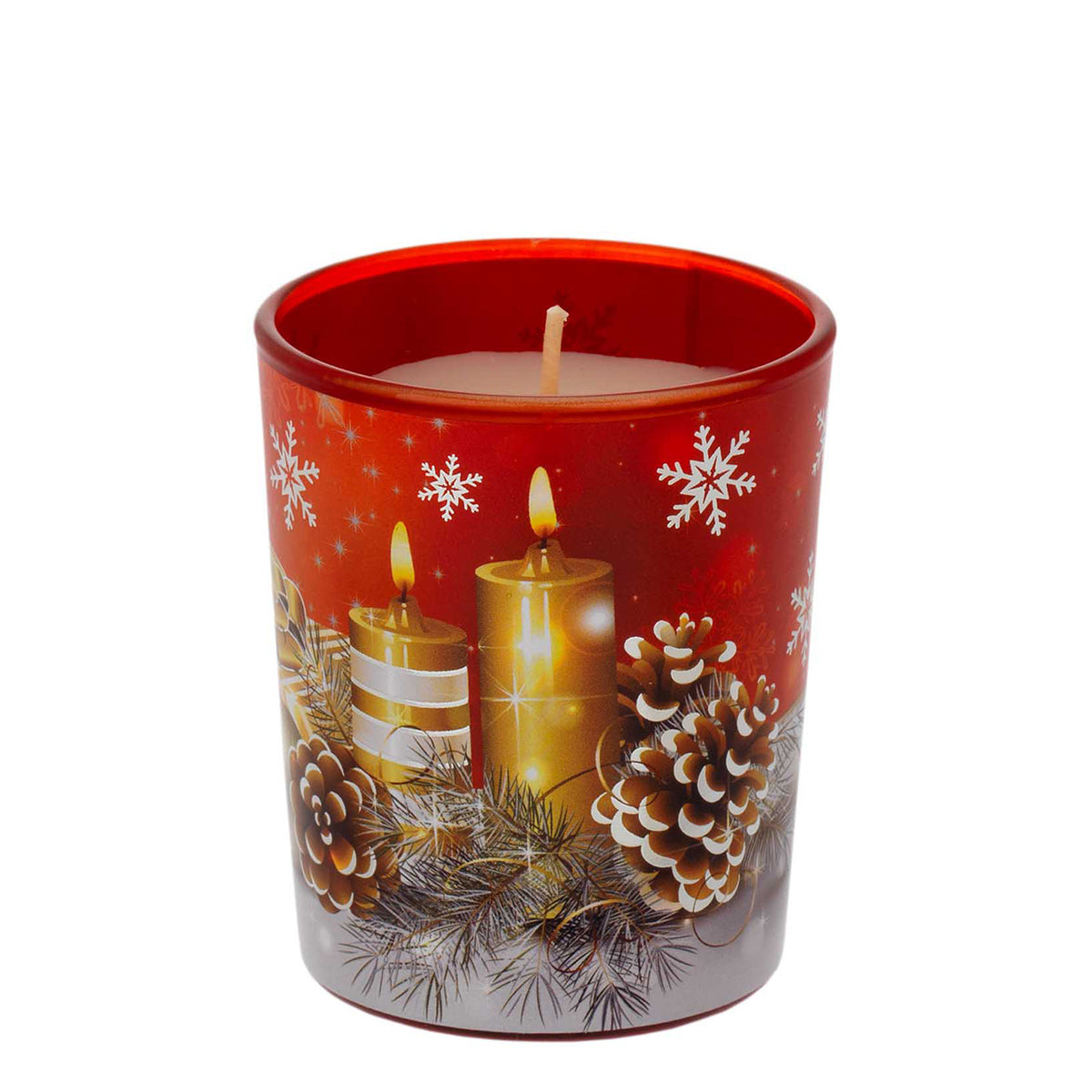 Bagutta Candela Profumata Cannella Rossa con Candele e Pigne 70 g 5,5x7 cm