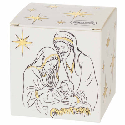 Bagutta Candela Profumata alla Cannella in Vetro Rosso con Natività 50 g 5x5x5 cm