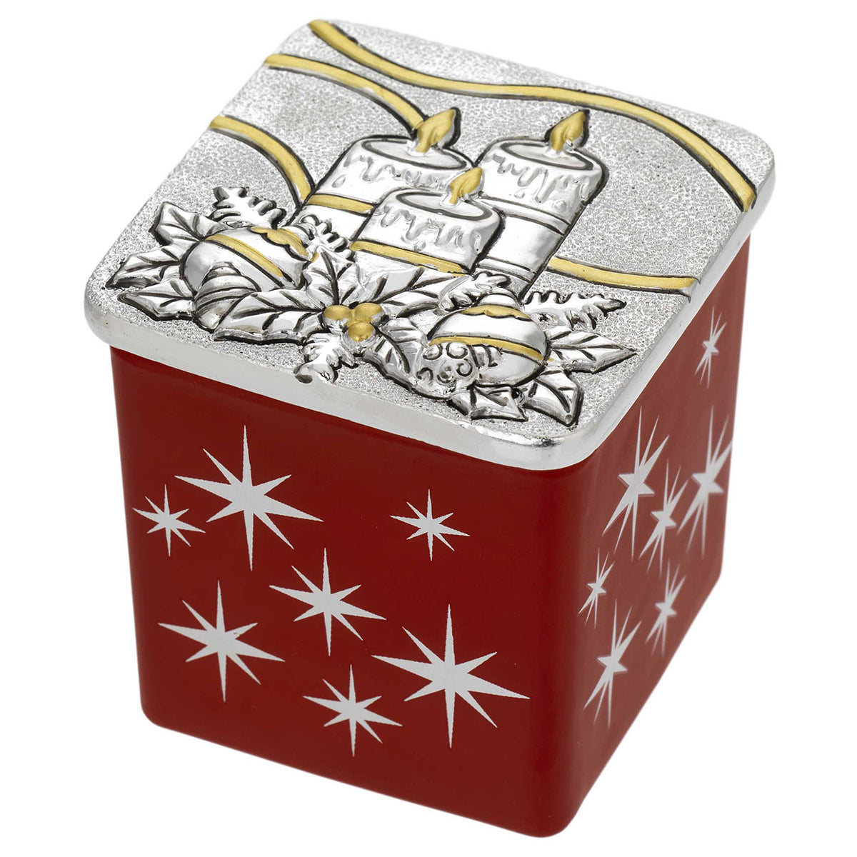 Bagutta Candela Profumata alla Cannella in Vetro Rosso con Candele 100 g 6x6x6 cm