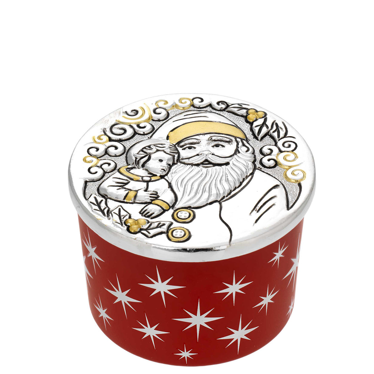Bagutta Candela Profumata in Vasetto Tondo Rosso con Coperchio Babbo Natale 70 g 7,5x5 cm