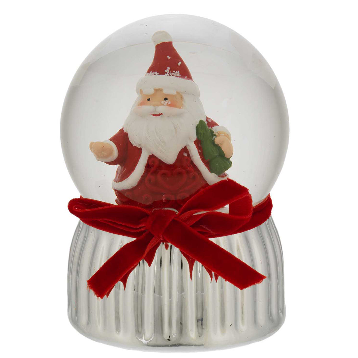 Bagutta Sfera di Neve Natalizia con Babbo Natale e Albero 7x9 cm