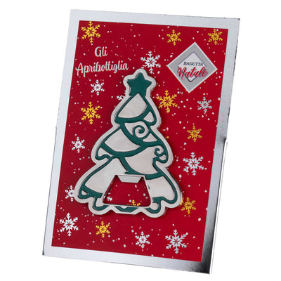 Bagutta Apribottiglie Natalizio Albero Rosso con Palline 7x8 cm