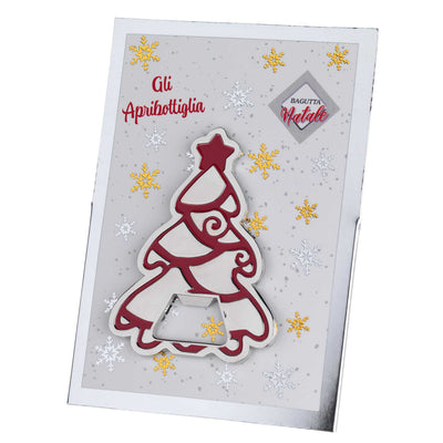 Bagutta Apribottiglie Natalizio Albero Stilizzato Rosso 7x8 cm