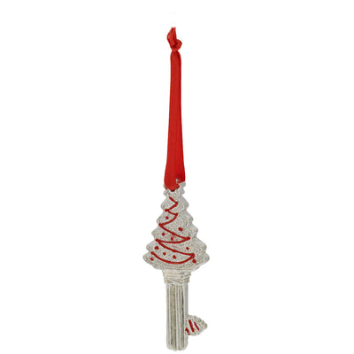 Bagutta Chiavetta Portafortuna Natalizia ad Albero con Linee Rosse 8 cm