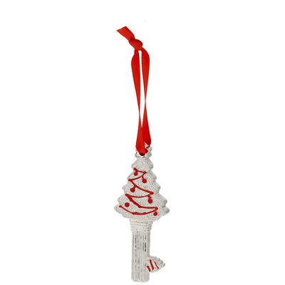 Bagutta Chiavetta Portafortuna Natalizia ad Albero con Spirale Rossa 8 cm