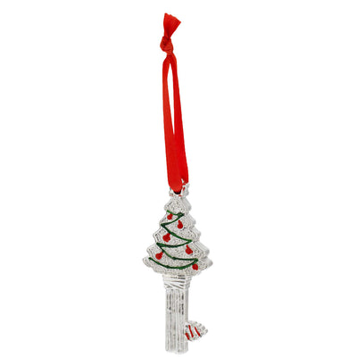 Bagutta Chiavetta Portafortuna Natalizia ad Albero con Pois Verdi 8 cm