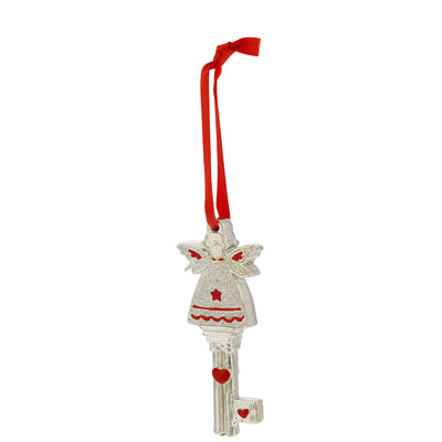 Bagutta Chiavetta Portafortuna Natalizia Angelo con Abito a Campana Rosso 8 cm