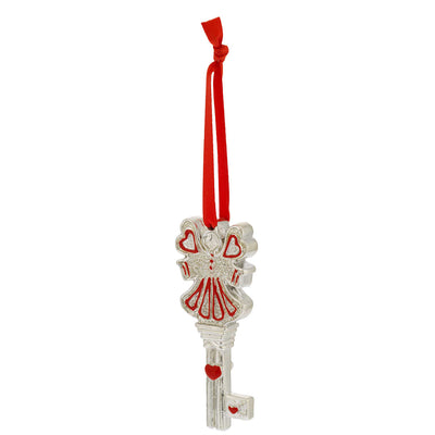 Bagutta Chiavetta Portafortuna Natalizia Angelo con Ali a Cuore Rosse 8 cm