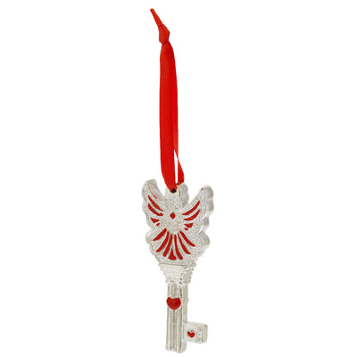Bagutta Chiavetta Portafortuna Natalizia Angelo con Grandi Ali Rosse 8 cm