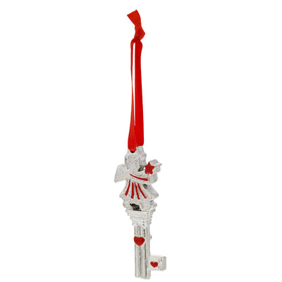 Bagutta Chiavetta Portafortuna Natalizia Angelo con Stella Rossa 8 cm