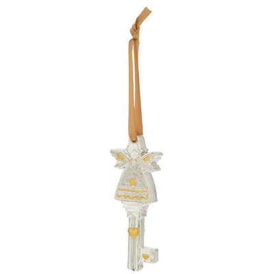 Bagutta Chiavetta Portafortuna Natalizia Angelo con Abito a Campana Oro 8 cm