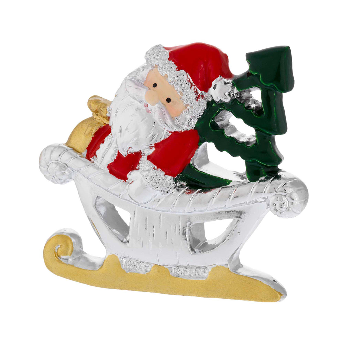 Bagutta Magnete Natalizio Babbo Natale in Slitta con Albero 5x5 cm