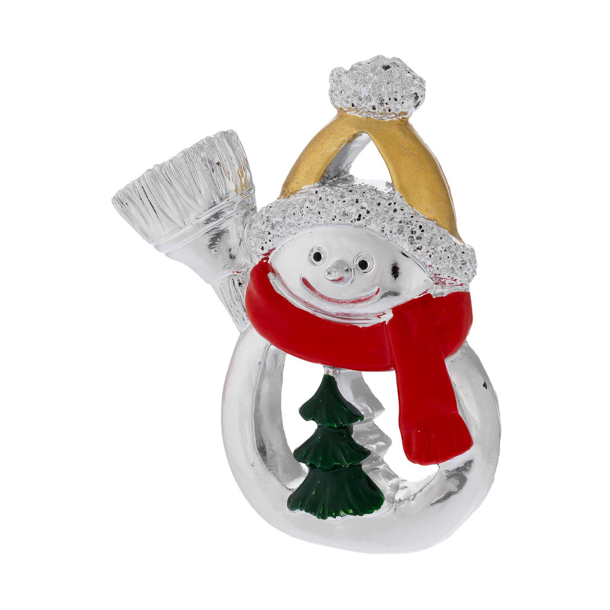 Bagutta Magnete Natalizio Pupazzo di Neve con Scopa 5x5 cm