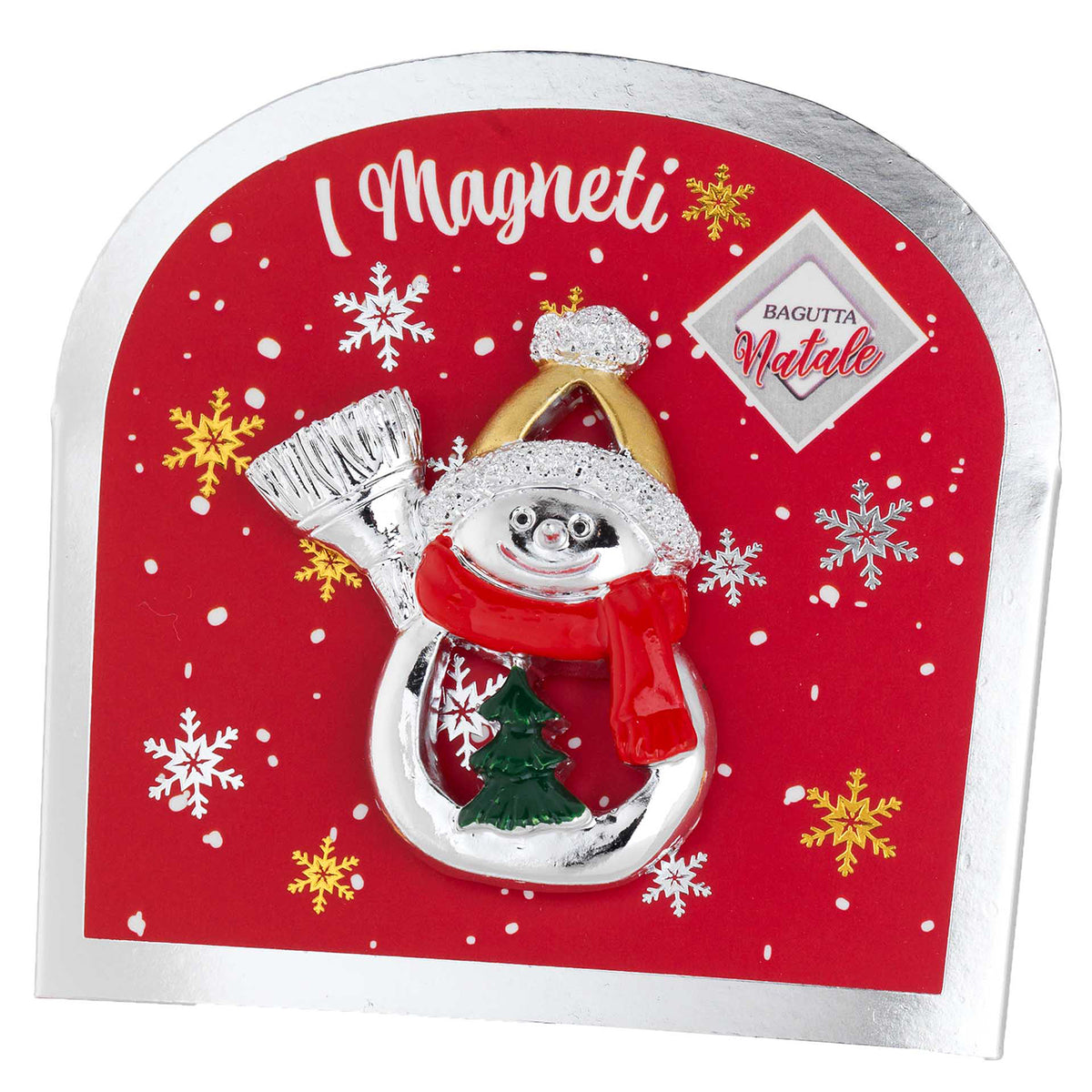 Bagutta Magnete Natalizio Pupazzo di Neve con Scopa 5x5 cm