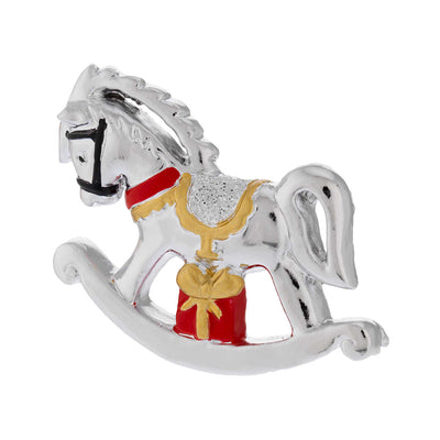 Bagutta Magnete Natalizio Cavallo a Dondolo con Regalo 5x5 cm