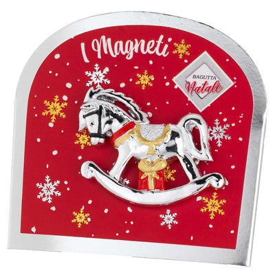 Bagutta Magnete Natalizio Cavallo a Dondolo con Regalo 5x5 cm