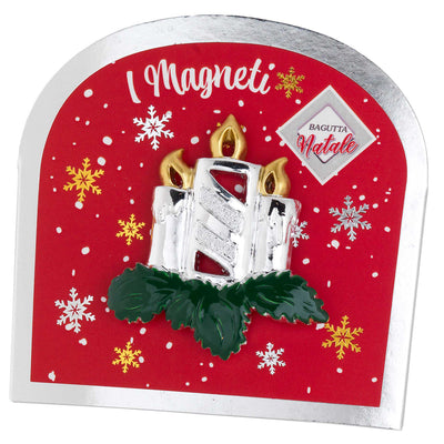 Bagutta Magnete Natalizio Tre Candele con Agrifoglio 5x5 cm