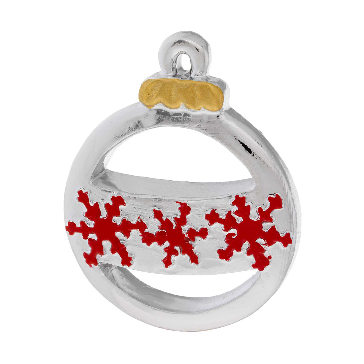 Bagutta Magnete Natalizio Pallina con Fiocchi di Neve Rossi 5x5 cm