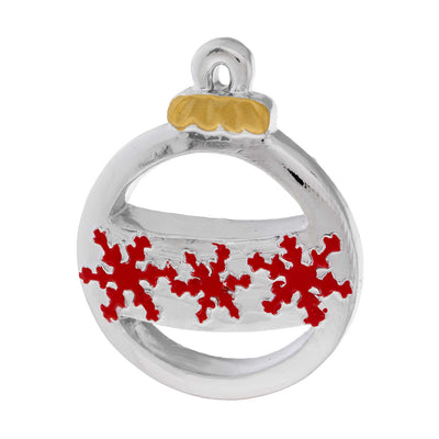 Bagutta Magnete Natalizio Pallina con Fiocchi di Neve Rossi 5x5 cm