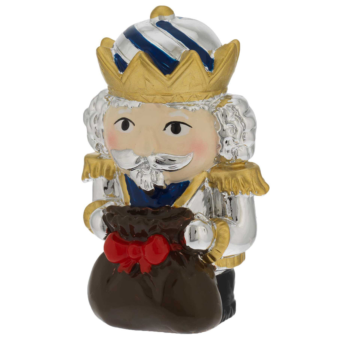 Bagutta Soldatino Schiaccianoci Blu e Bianco con Sacco Regalo 7 cm