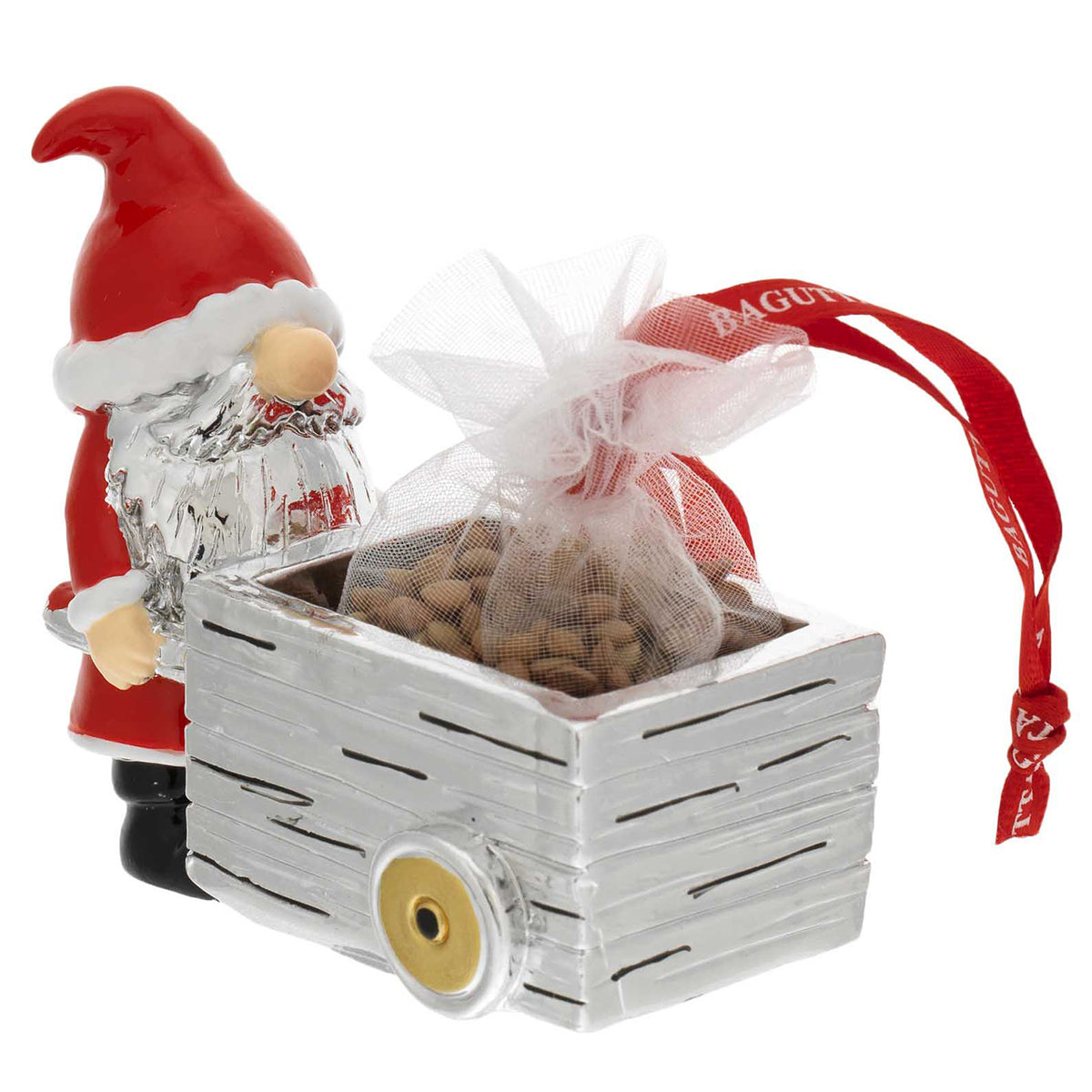 Bagutta Babbo Natale Portafortuna con Carretto e Lenticchie 7x6x7 cm