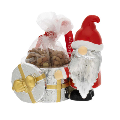 Bagutta Babbo Natale Portafortuna con Pacco Regalo e Lenticchie 7x6x7 cm
