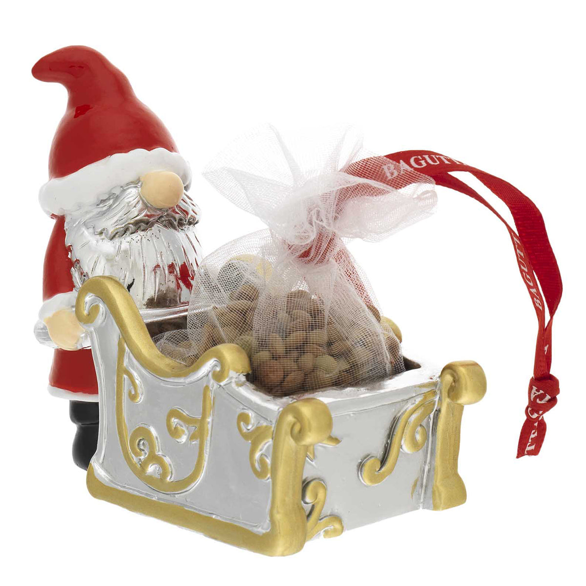 Bagutta Babbo Natale Portafortuna con Slitta e Lenticchie 7x6x7 cm