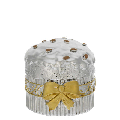 Bagutta Mini Panettone Decorativo Argento con Fiocco Oro 6x6 cm