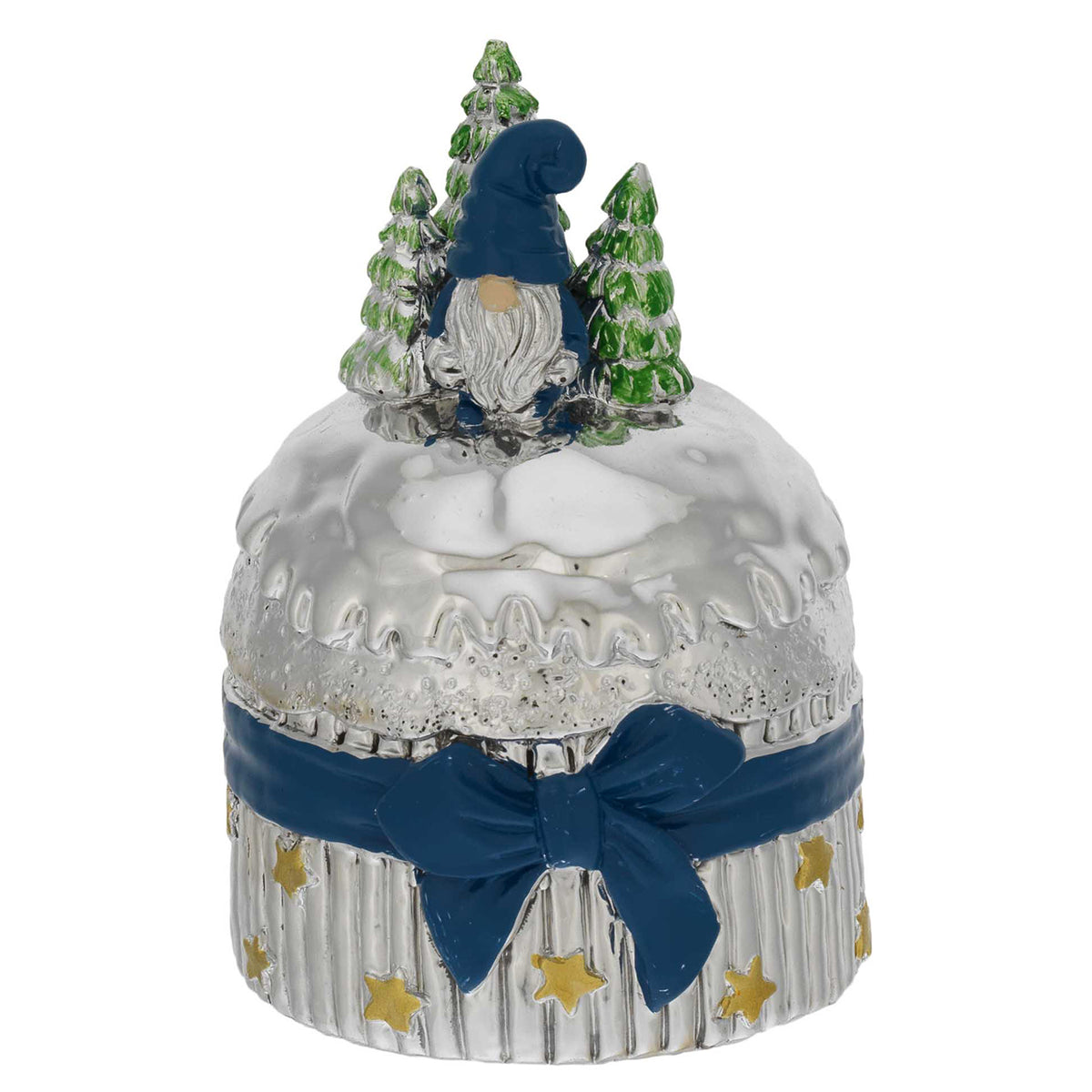 Bagutta Mini Panettone Decorativo con Gnomo Blu e Fiocco Blu 6x8 cm